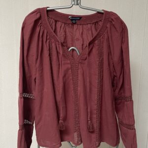 American Eagle Maroon Boho Smock Blouse M